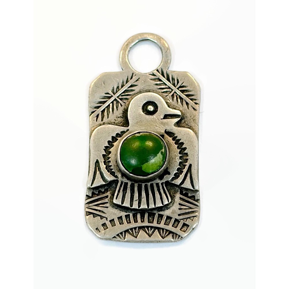 Vintage Pendant, Native American, Fred Harvey EraTag,Turquoise Thunderbird Bird